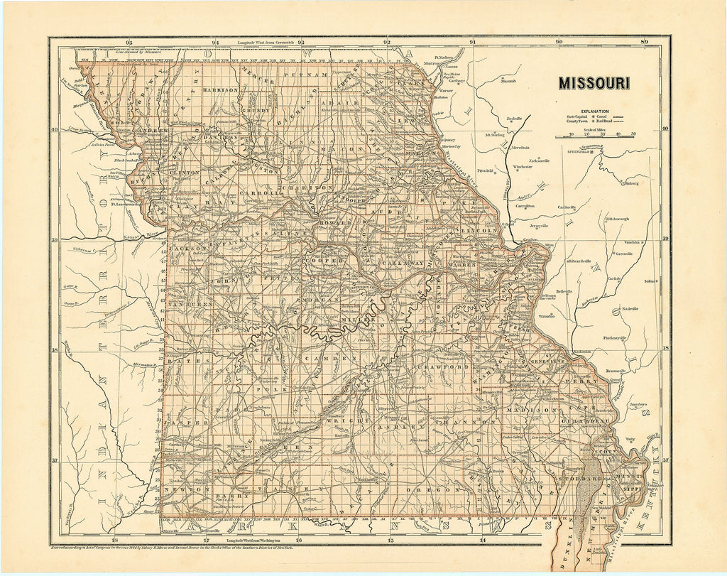 Old map of Missouri