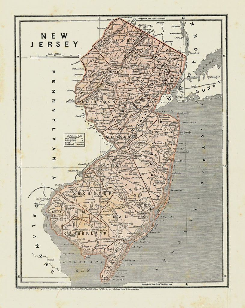 Old map of New Jersey