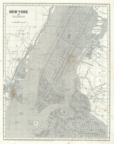 Old map of Manhattan and Brooklyn, New York
