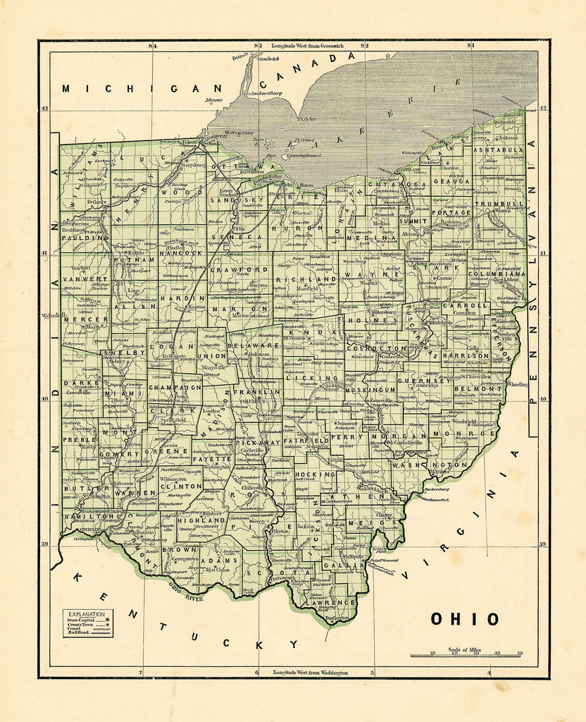 Old map of Ohio