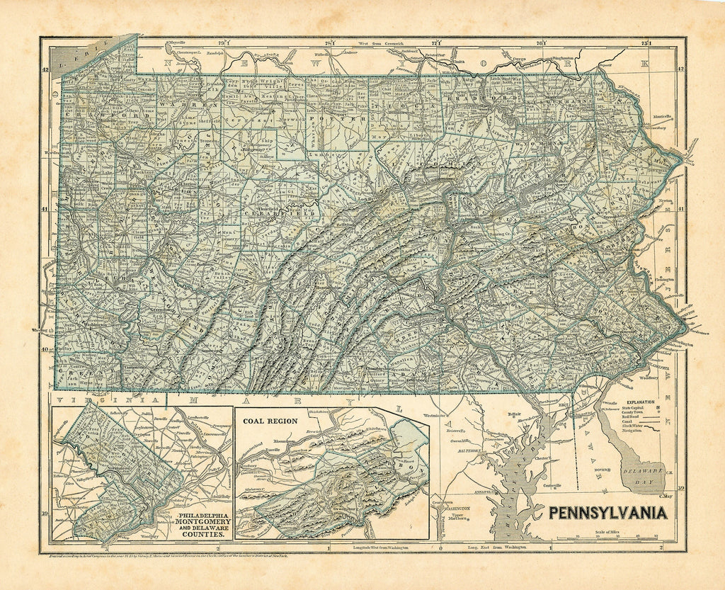 Old map of Pennsylvania
