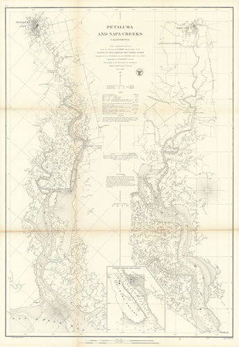 Old map of Petaluma and Napa Creeks, California