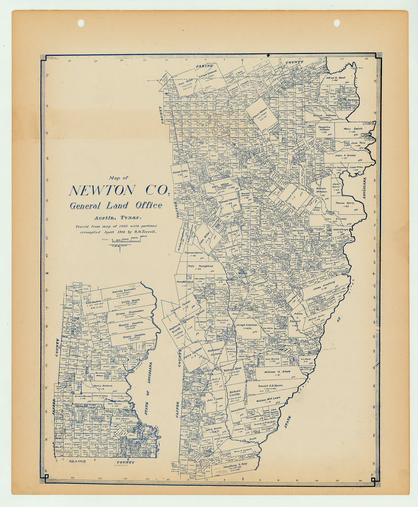 Newton County - Texas General Land Office Map ca. 1925