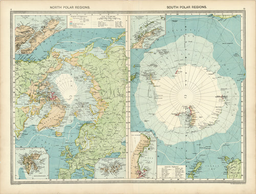 Old map of the North and South Poles
