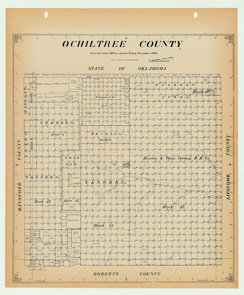 Ochitree County - Texas General Land Office Map ca. 1926