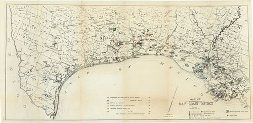 Old oil map of Texas and the Gulf Coast