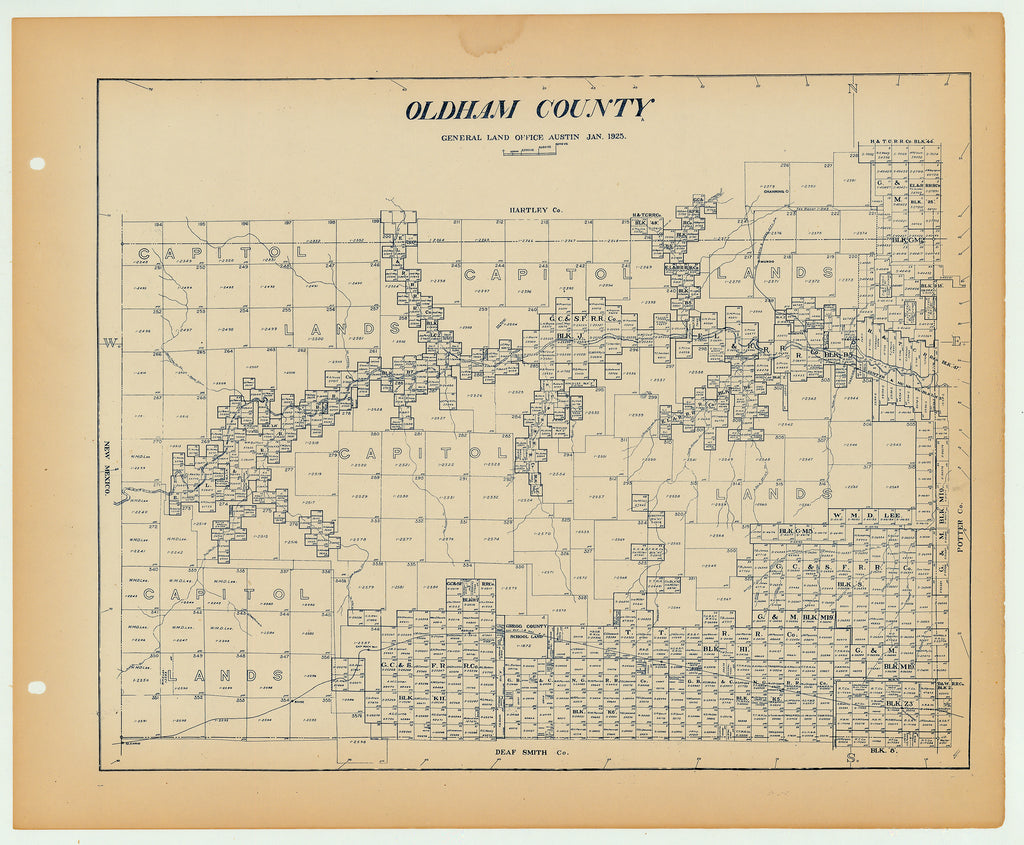 Oldham County - Texas General Land Office Map ca. 1926