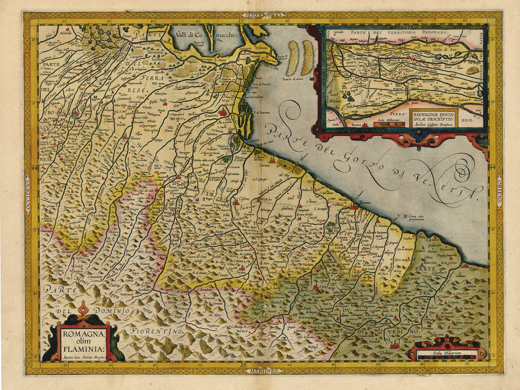 Old map of Northeast Italy