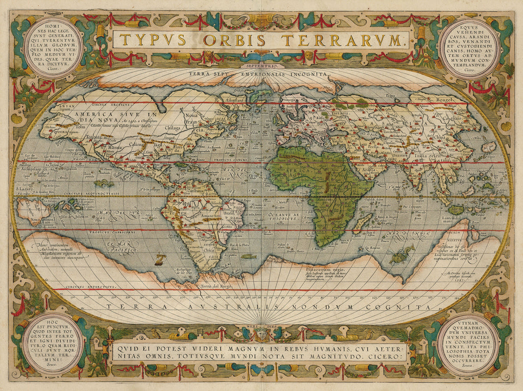 Rare antique map of the world by Abraham Ortelius
