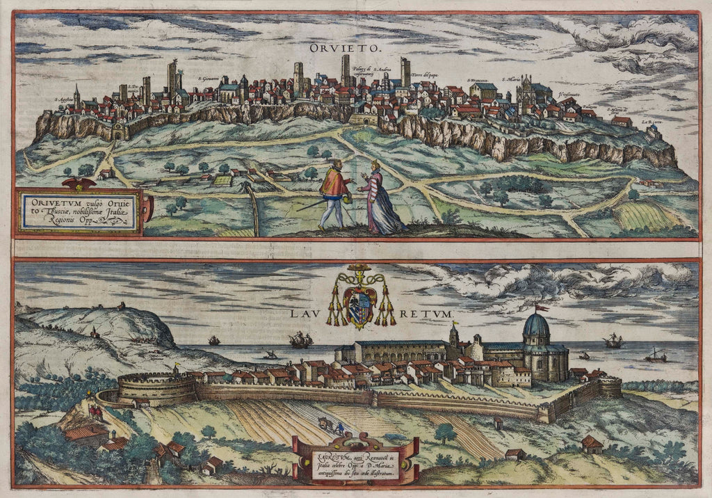 Orvieto & Loreto, Italy: Braun & Hogenberg 1572