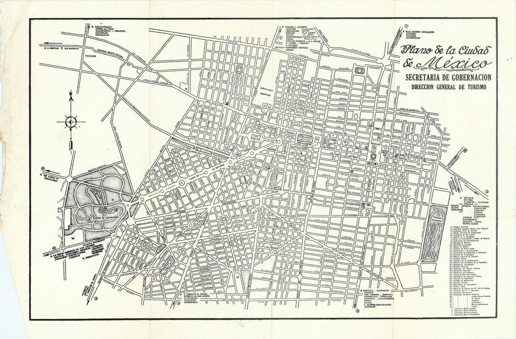 Old map of Mexico City (la Ciudad de México)
