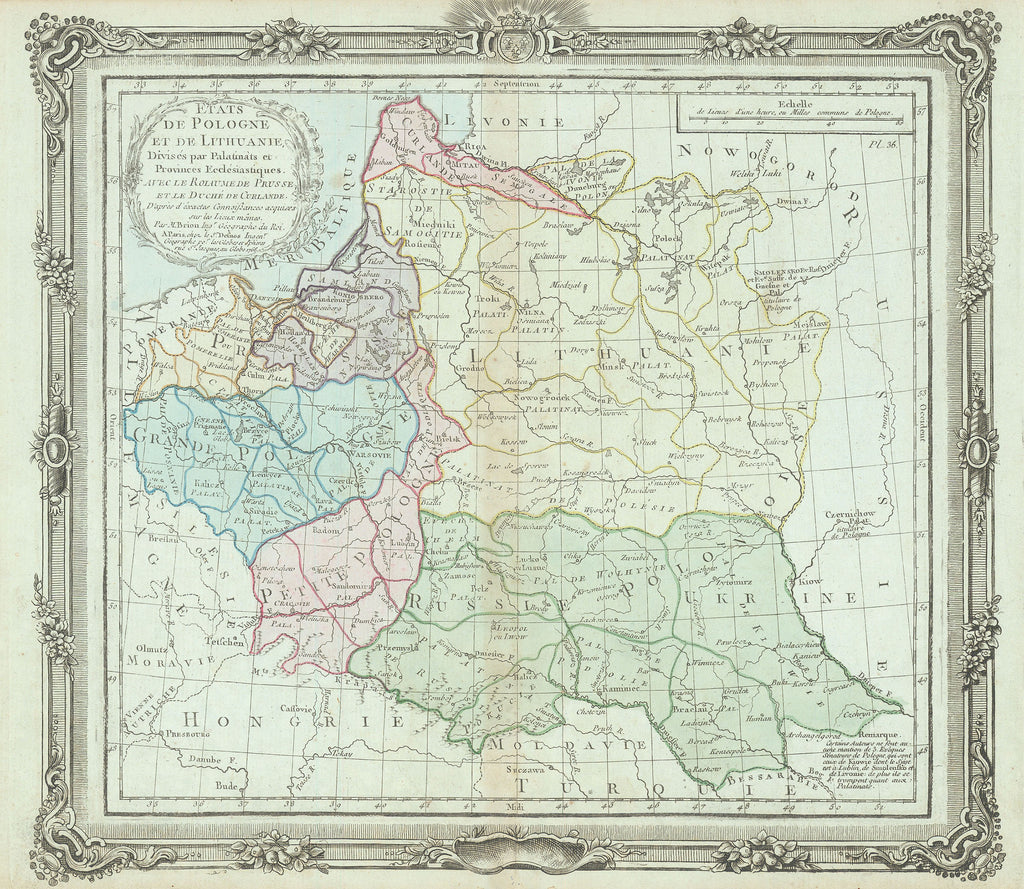 Old map of Poland and Lithuania
