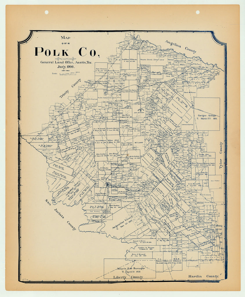Polk County - Texas General Land Office Map ca. 1926