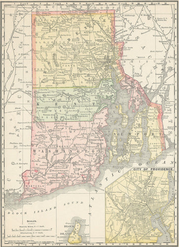 Old map of Rhode Island