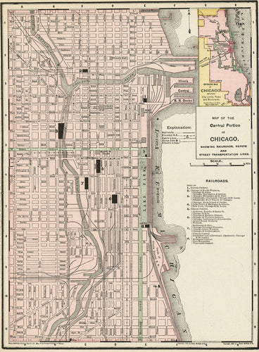 Old map of Chicago, IL