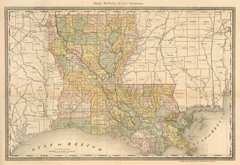 Louisiana Map with Counties