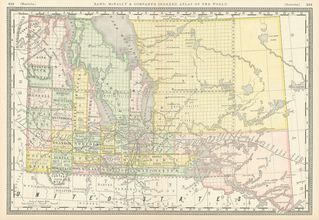 Old map of Manitoba, Canada