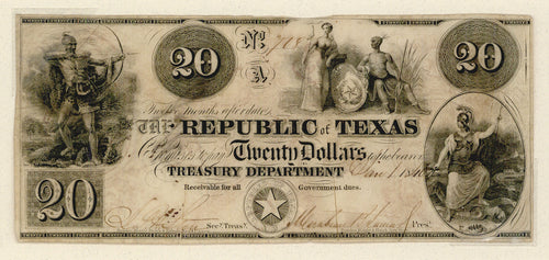 Republic of Texas twenty-dollar bill