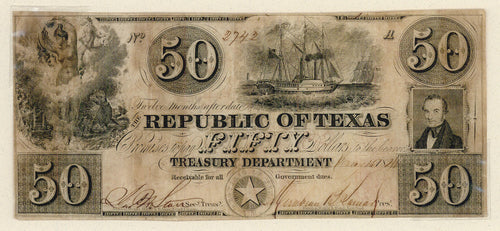 Republic of Texas fifty-dollar bill