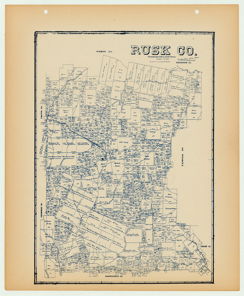 Rusk County - Texas General Land Office Map ca. 1926