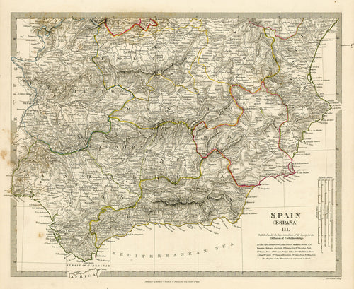 Old map of southern Spain
