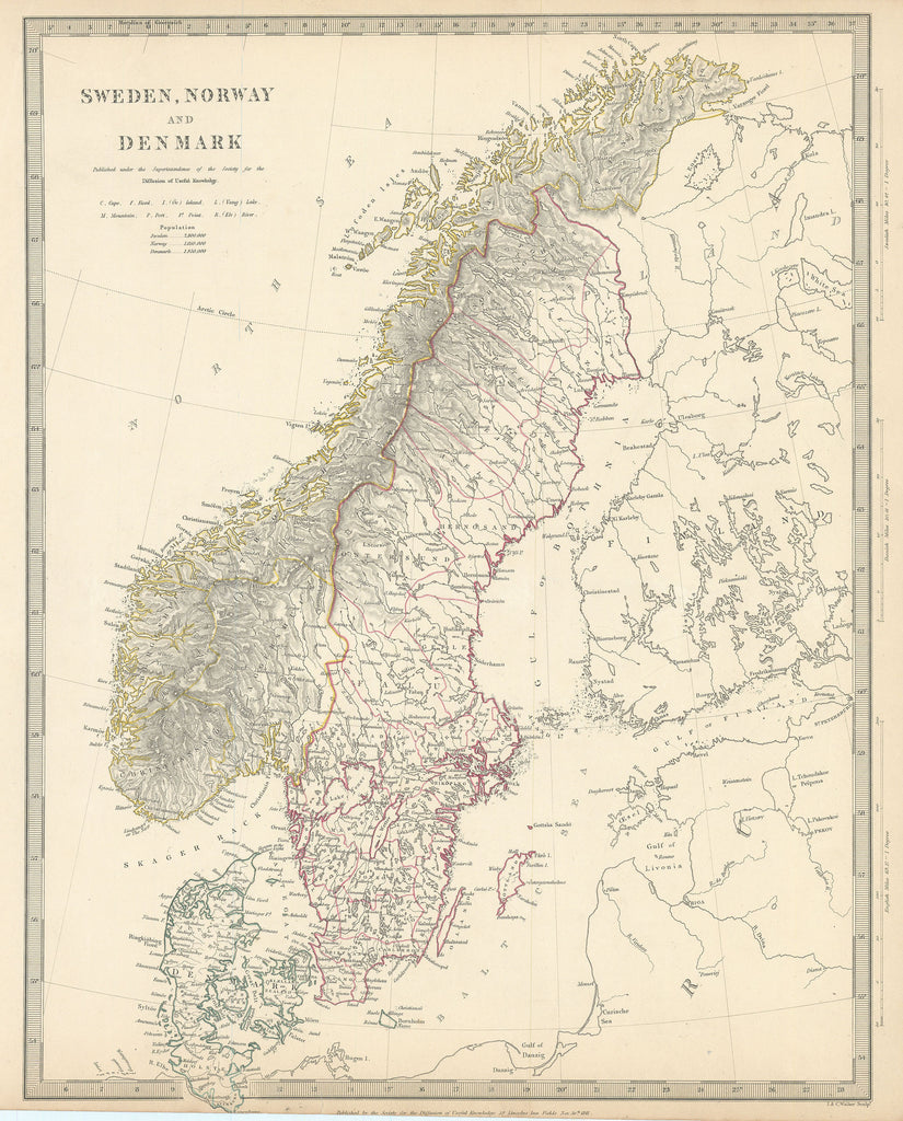 old map of Sweden, Norway, and Denmark