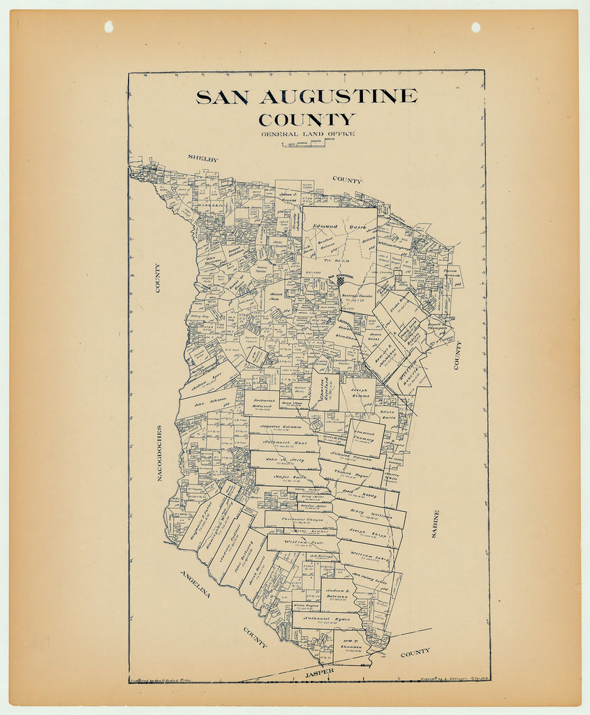 San Augustine County - Texas General Land Office Map ca. 1926