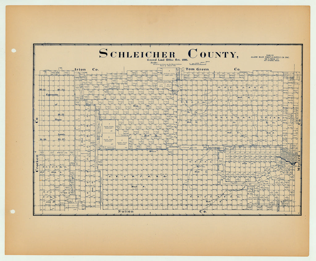 Schleicher County - Texas General Land Office Map ca. 1926