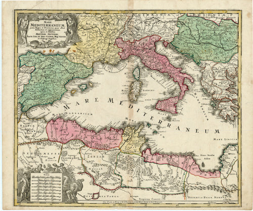 Old map of the Mediterranean Sea