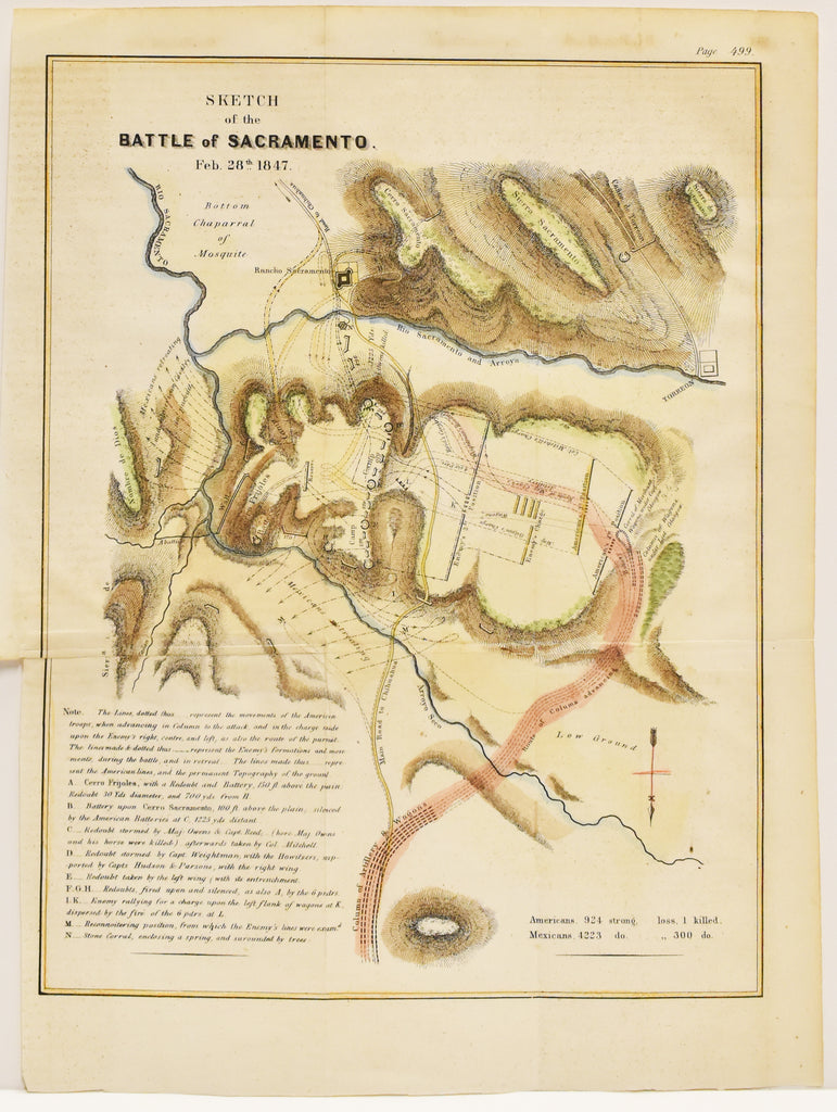 Old map of the Battle of Sacramento during the Mexican-American War