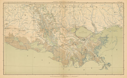 Old map of Southern Louisiana