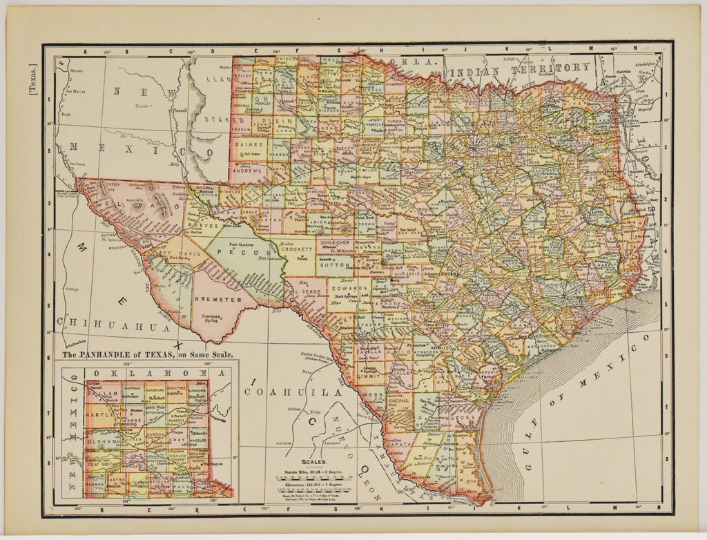 Map of Texas: Rand, McNally & Co. 1898