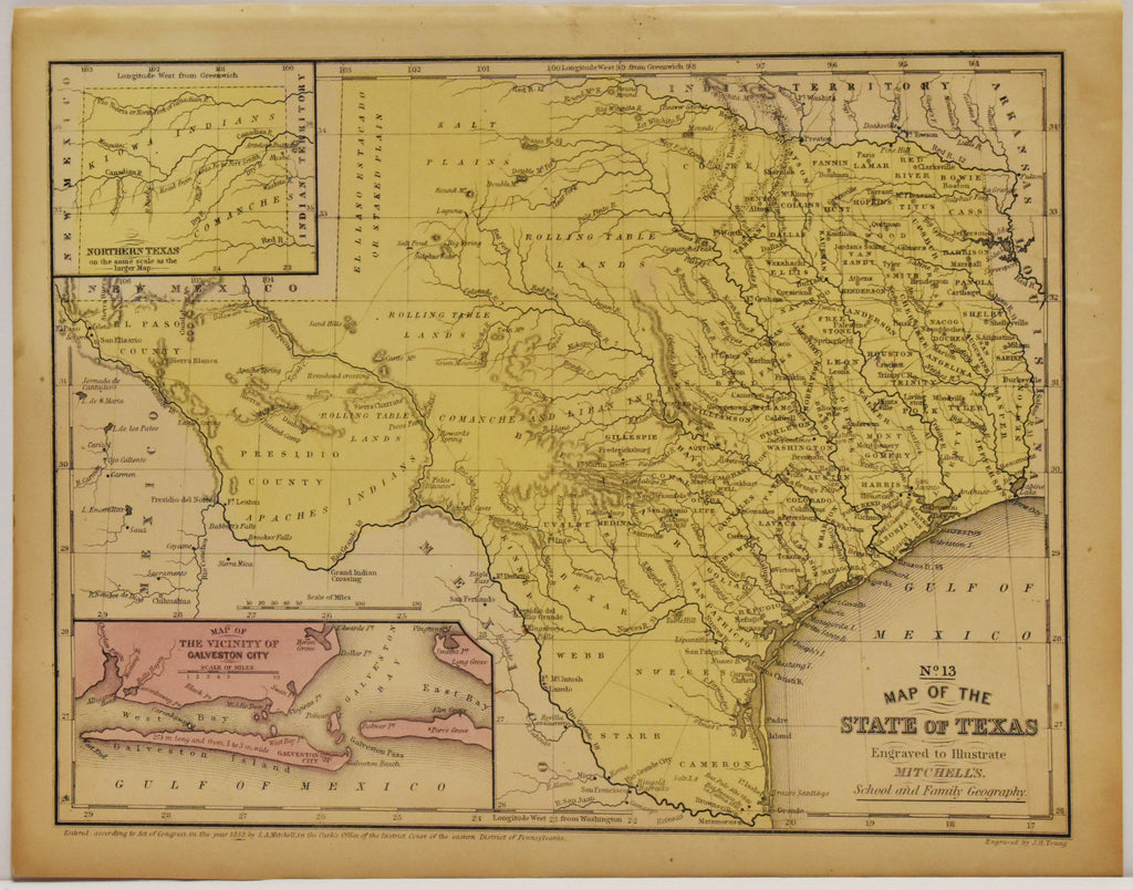 Map of The State of Texas: Augustus Mitchell 1852