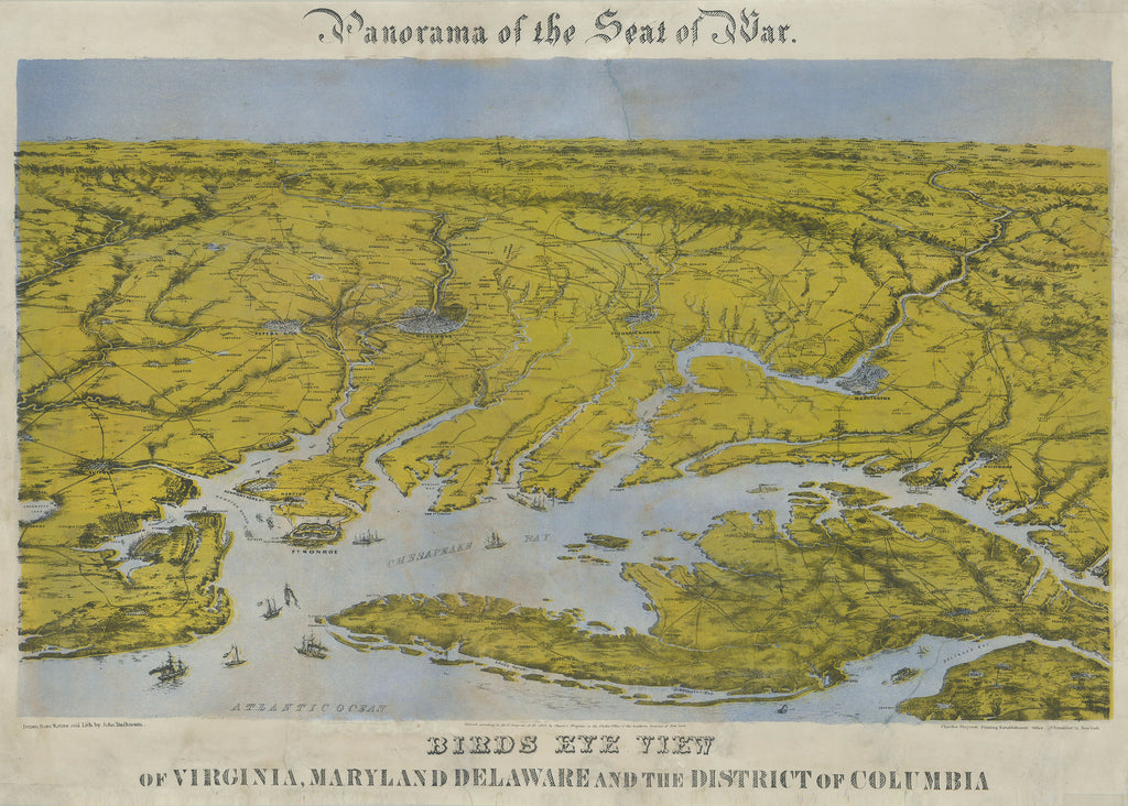 Old map of the Chesapeake Bay and Virginia