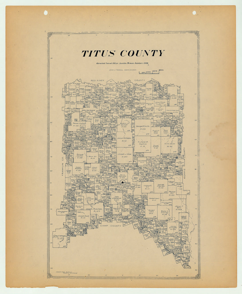 Titus County - Texas General Land Office Map ca. 1926
