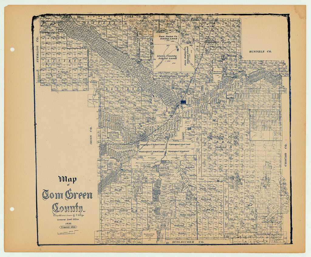 Tom Green County - Texas General Land Office Map ca. 1926