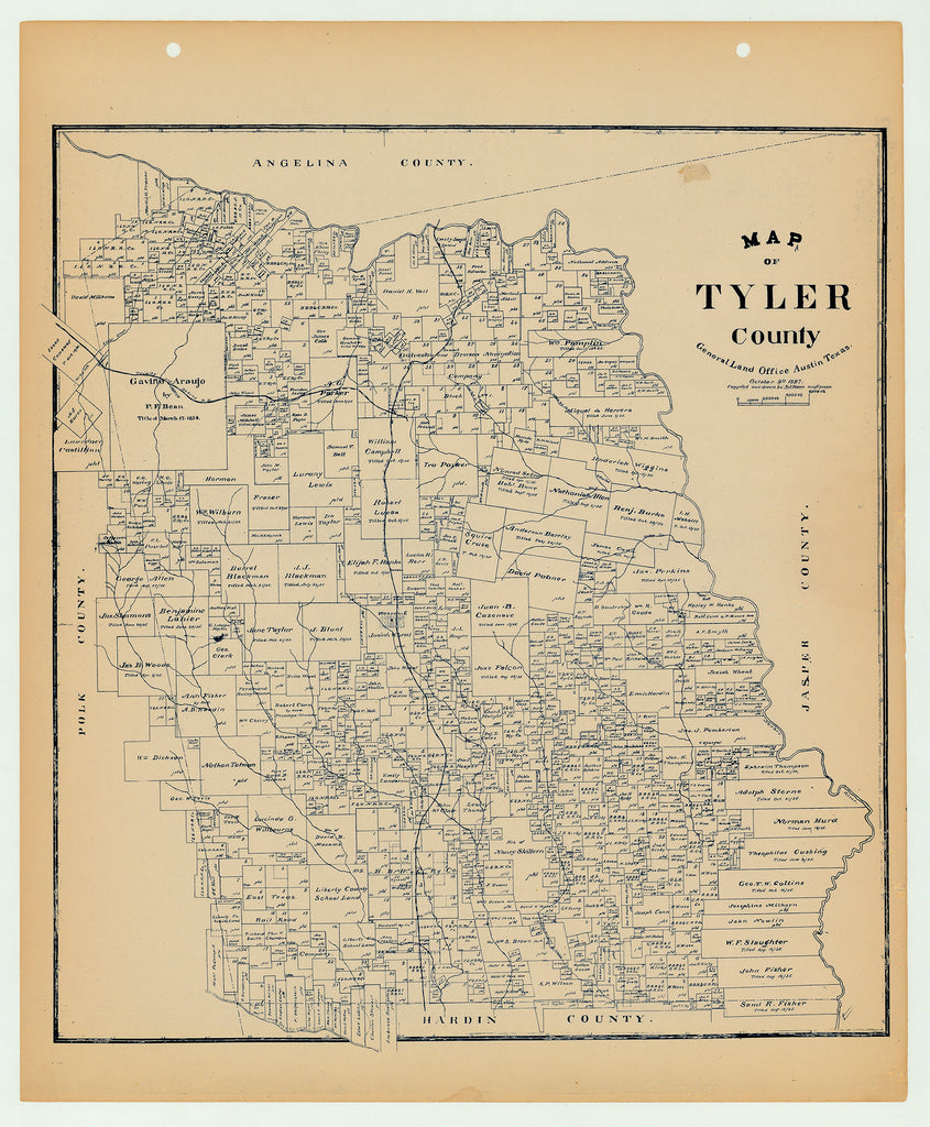 Tyler County - Texas General Land Office Map ca. 1926