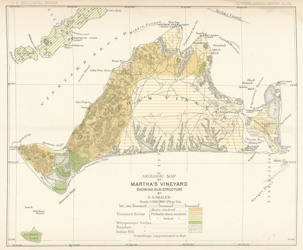 Old map of Martha's Vineyard
