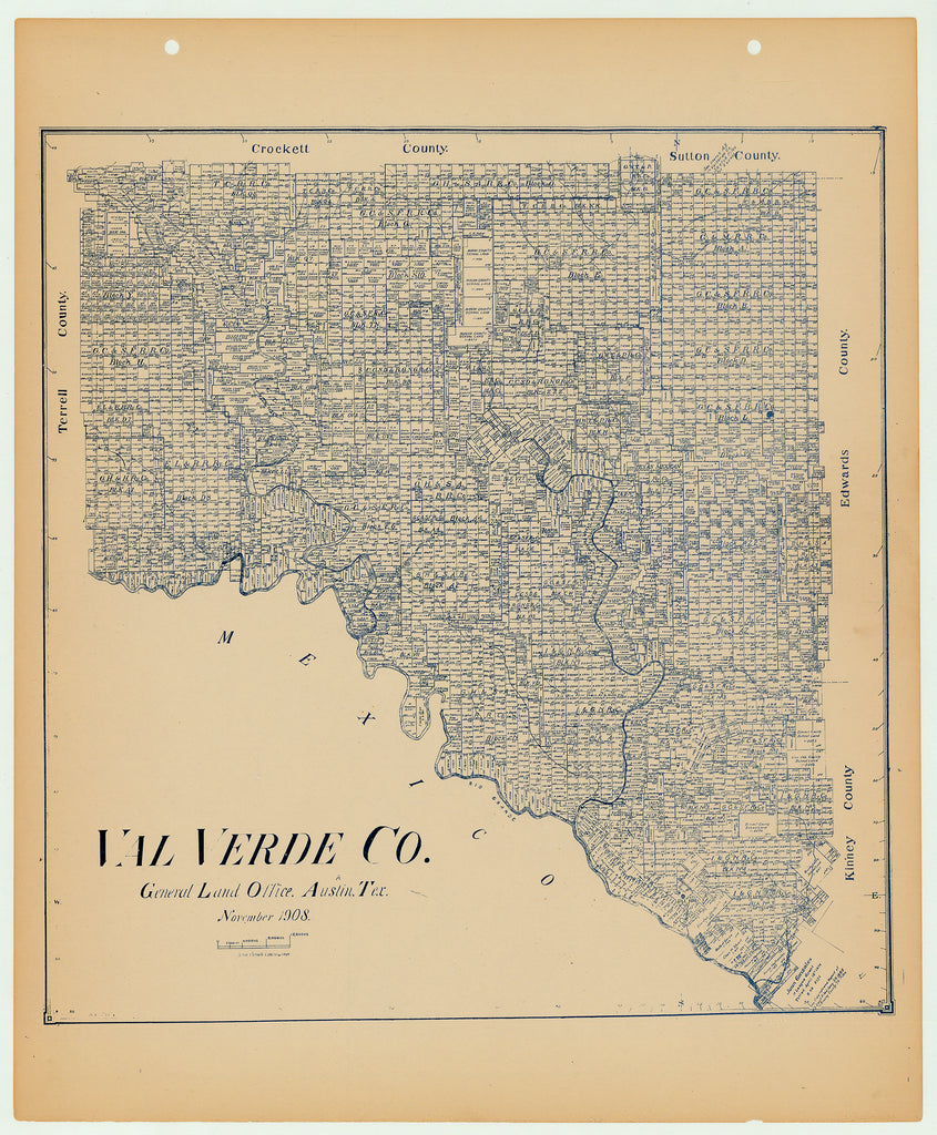 Val Verde County - Texas General Land Office Map ca. 1925