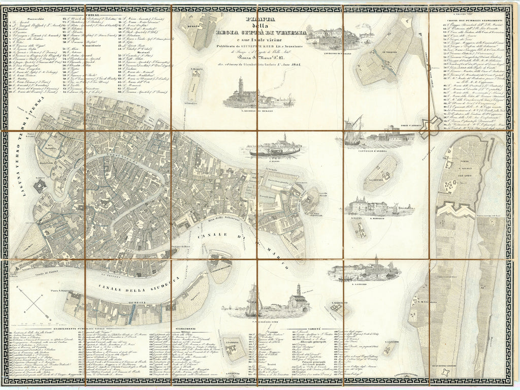 Old map of Venice, Italy