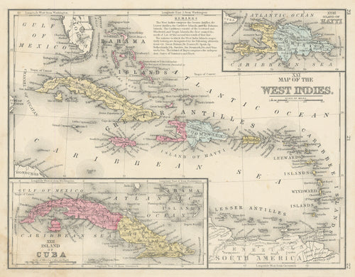 Old map of the Caribbean