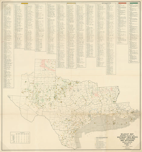 Old oil map of Texas and Louisiana
