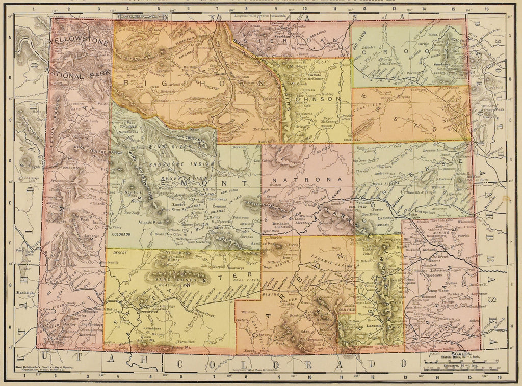 Old map of Wyoming