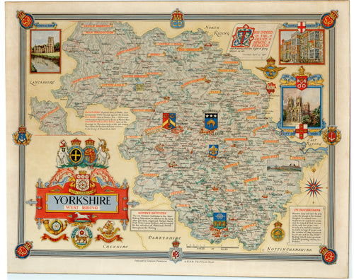 Map of Yorkshire, England during World War II