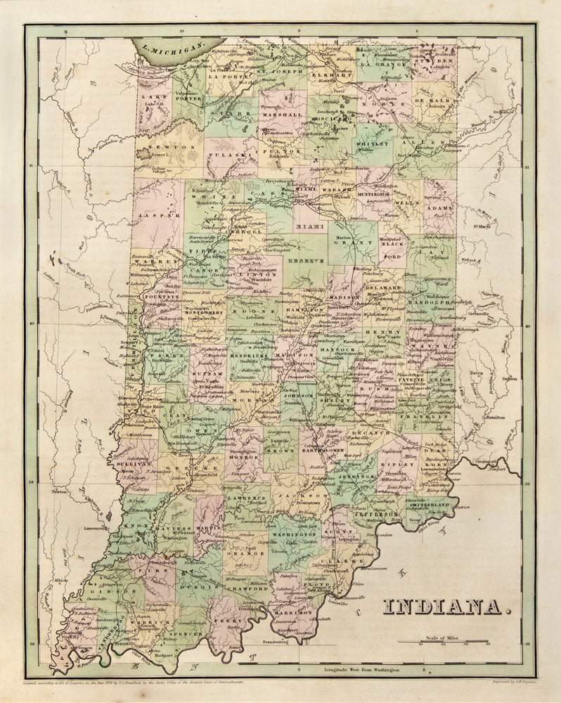 Old map of Indiana