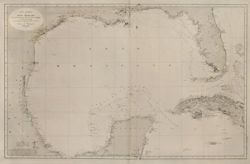 Old map of the Gulf of Mexico