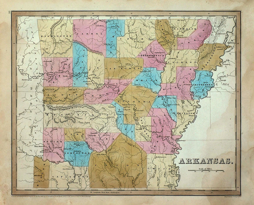 Old map of Arkansas